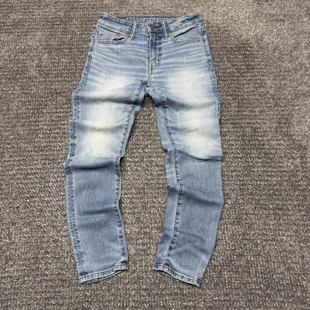 American Eagle Jeans Mens 28x30 Light Wash Airflex+ Athletic Fit Denim Stretch - Picture 2 of 11